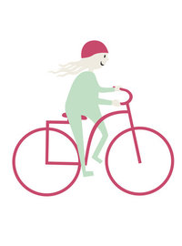 illustration av tjej på cykel